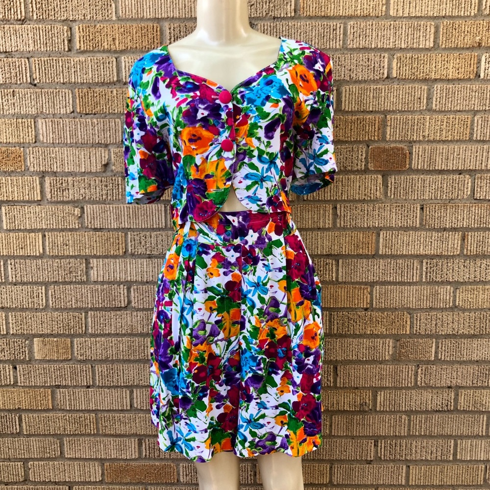 Vintage Botanical 2 Piece Shorts and Top Set